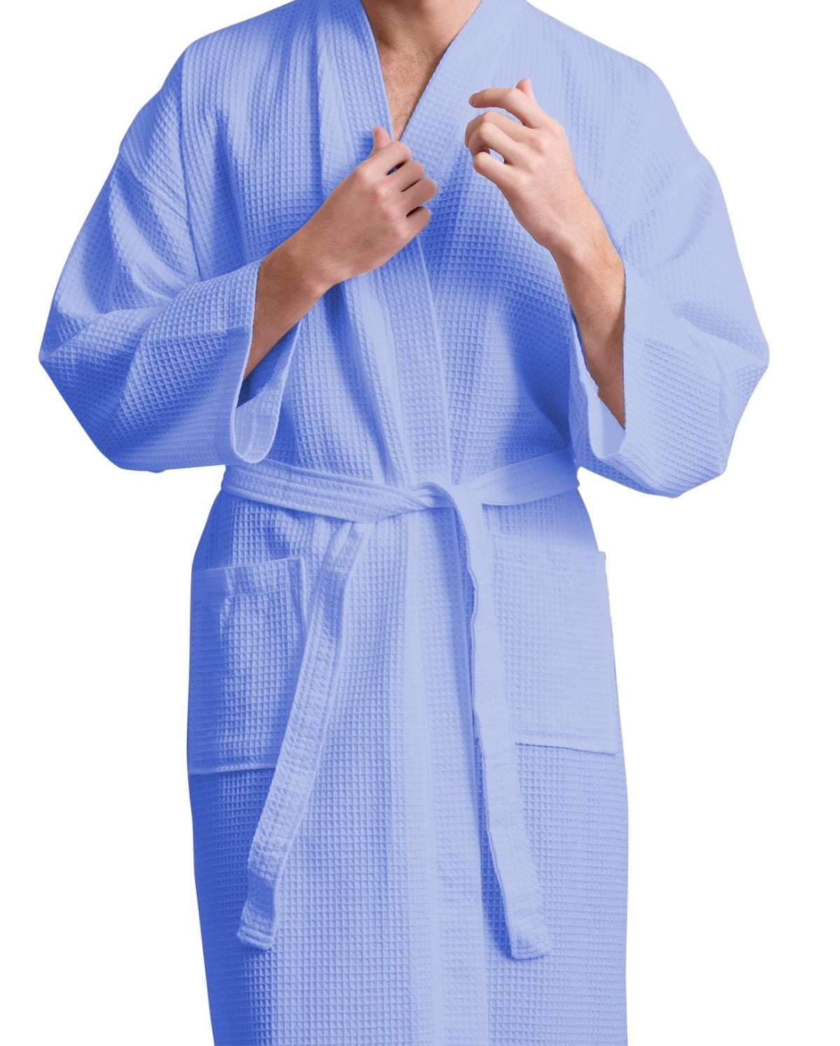 TowelSoft Unisex Men's Waffle Weave Stone Bathrobe (One Size) - Image 6