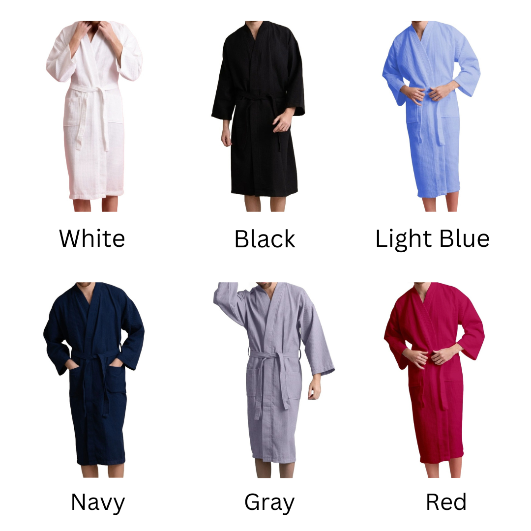 TowelSoft Unisex Men's Waffle Weave Stone Bathrobe (One Size) - Image 8