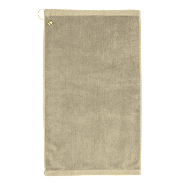 TowelSoft Premium 100% Cotton Terry Velour Golf Towel with Corner Hook & Grommet Placement 16 inch x 26 inch -Beige