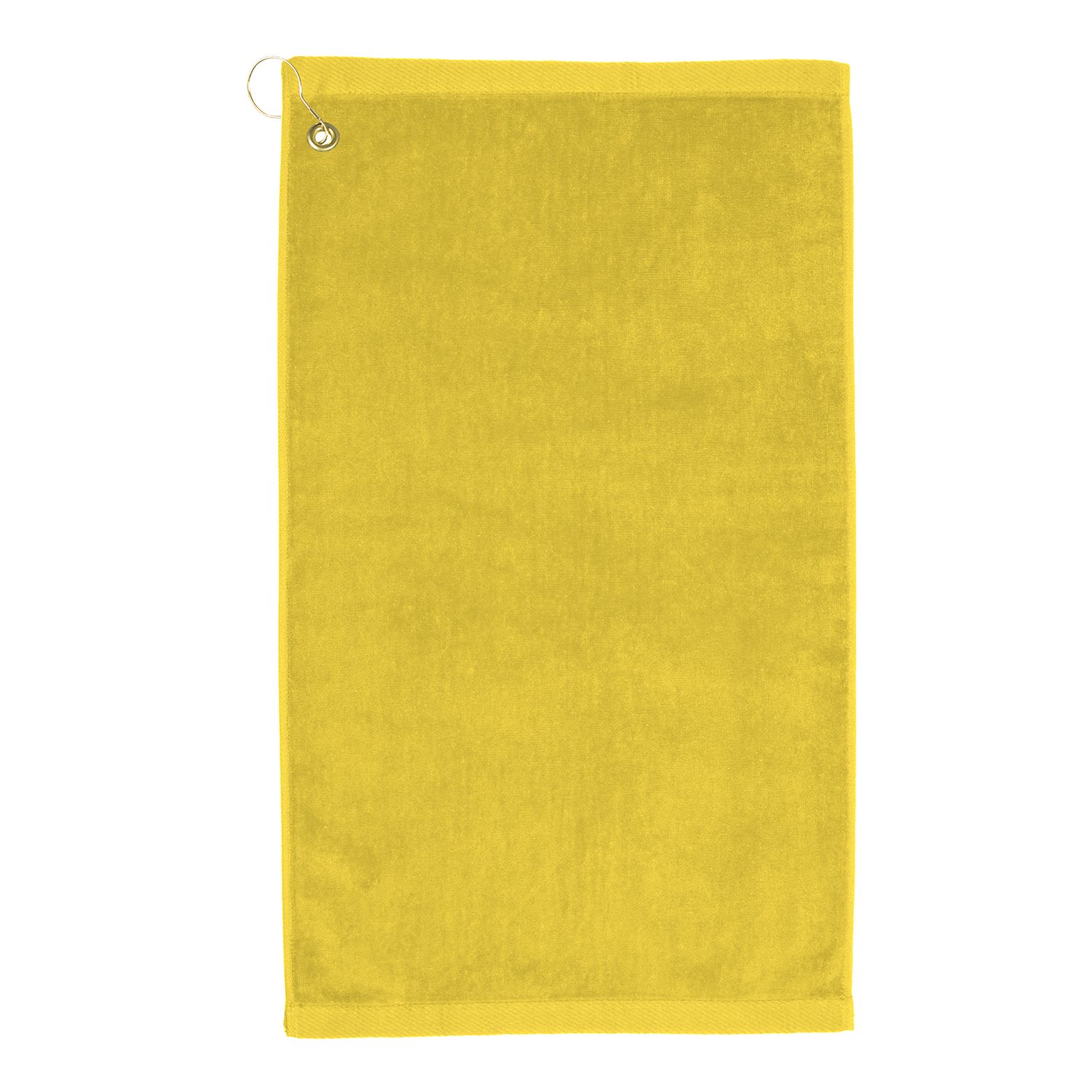 TowelSoft Premium 100% Cotton Terry Velour Golf Towel with Corner Hook & Grommet Placement 16 inch x 26 inch -Yellow