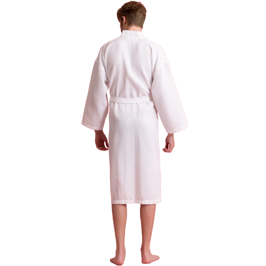 TowelSoft Unisex Men's Waffle Weave Stone Bathrobe (One Size) - Image 4