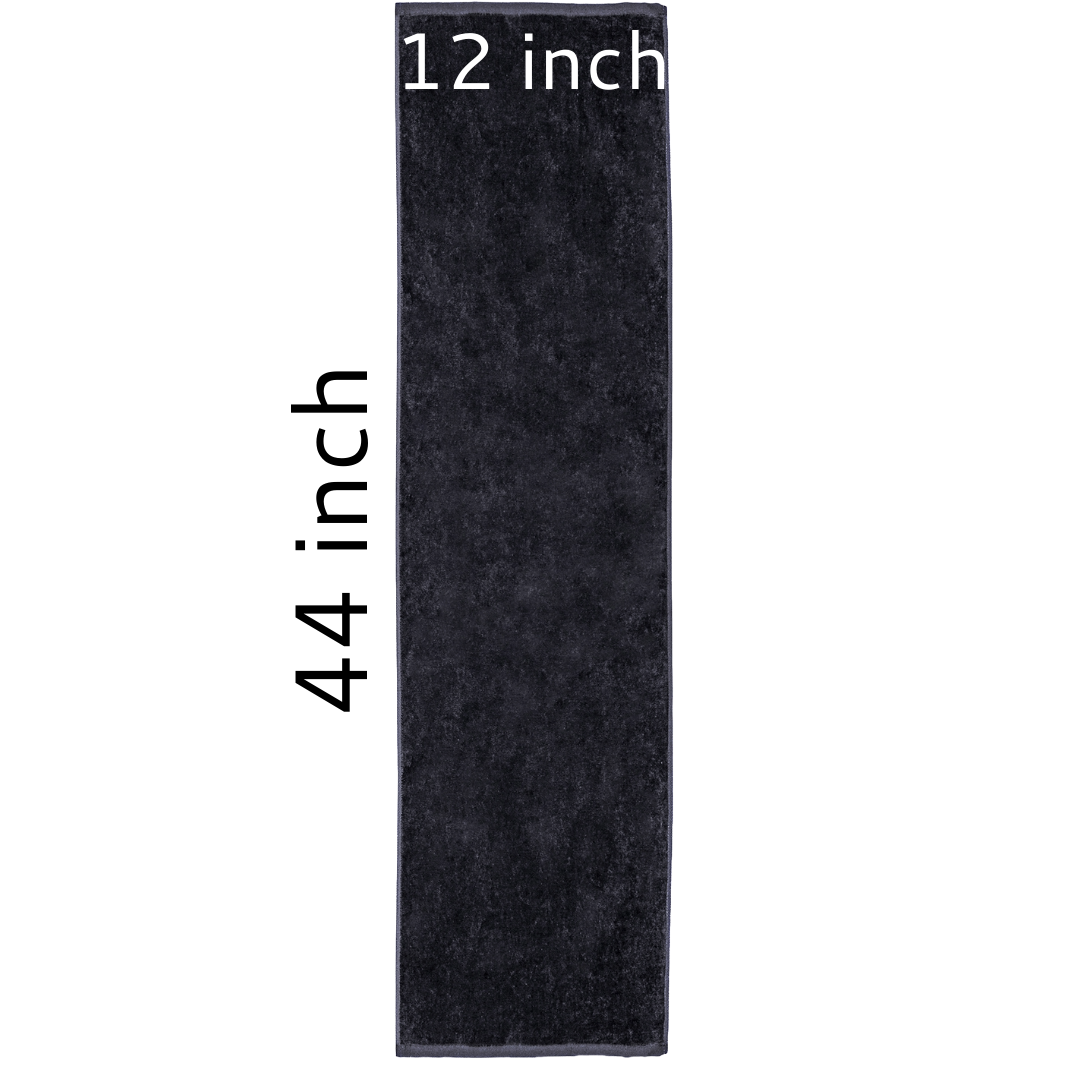 TowelSoft Premium 100% Cotton Premium Terry Velour Fitness Towel for Yoga, Pilates and Gym 12 inch x 44 inch Black - Image 2