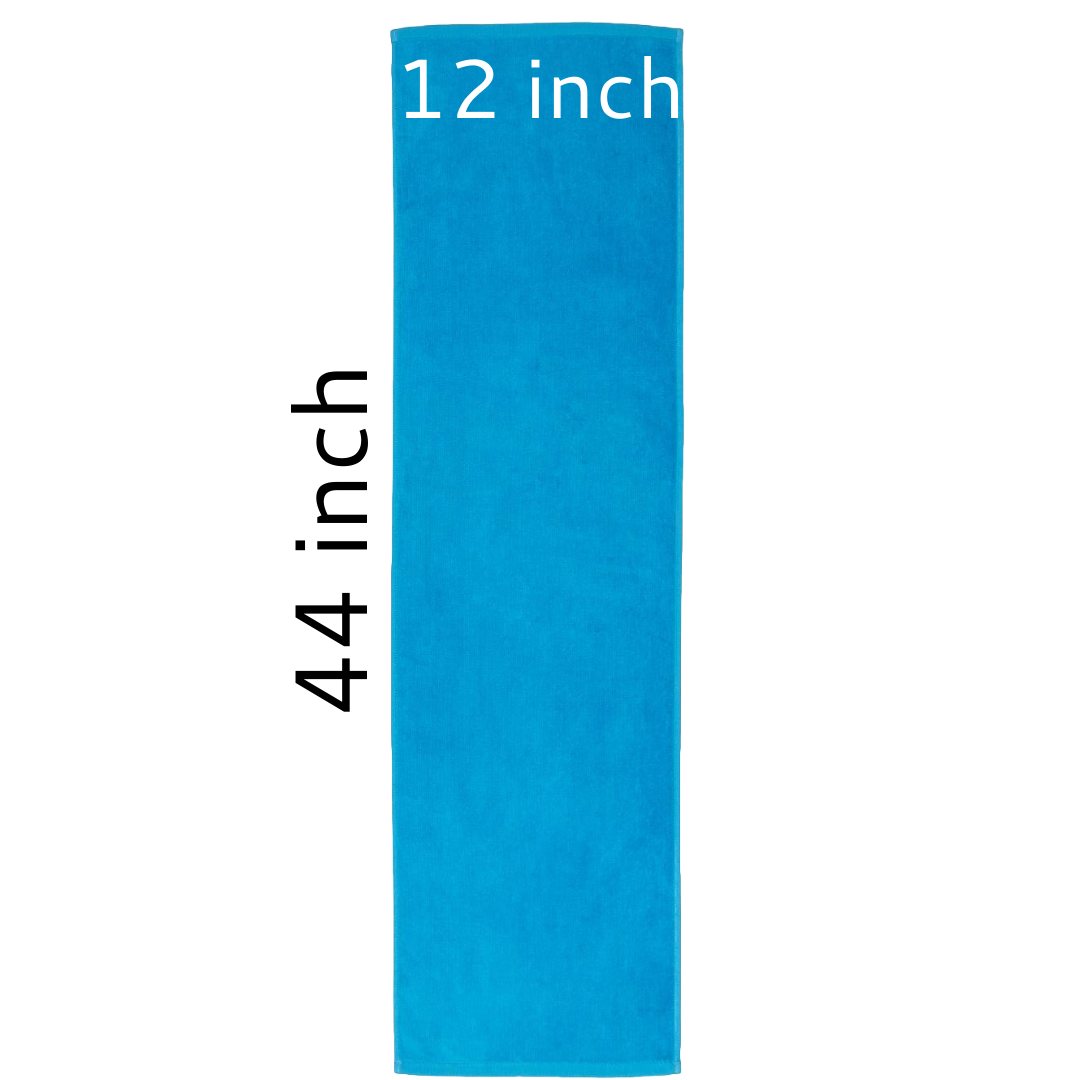 TowelSoft Premium 100% Cotton Premium Terry Velour Fitness Towel for Yoga, Pilates and Gym 12 inch x 44 inch Aqua Blue - Image 3