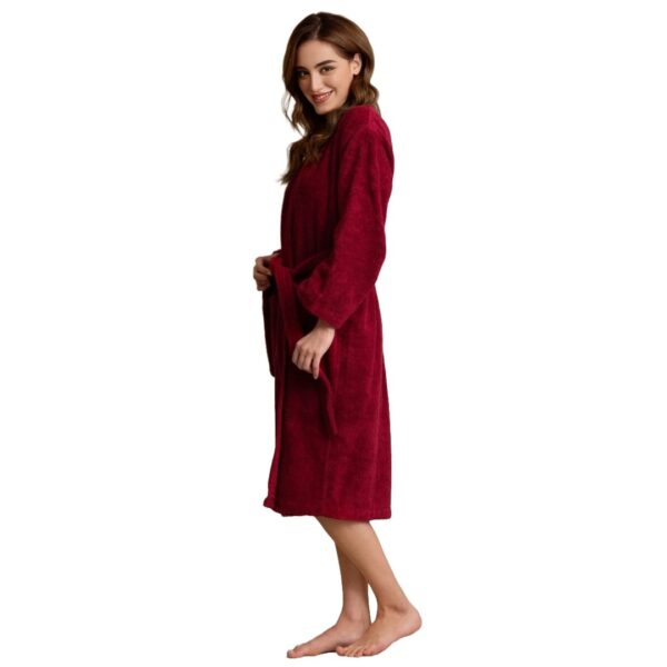 TowelSoft Women's 100% Cotton Terry SPA Bathrobe Red - Image 4