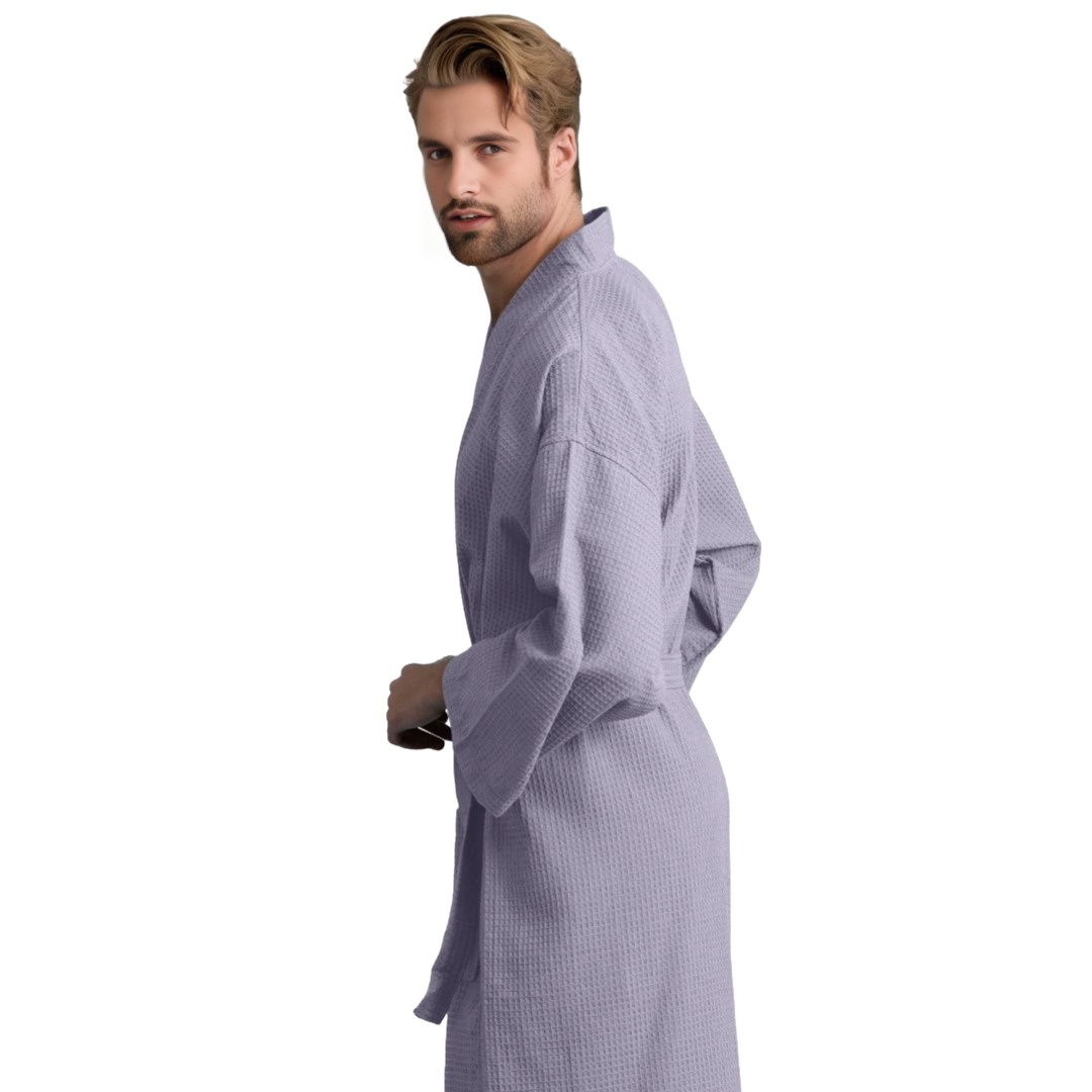 TowelSoft Unisex Men's Waffle Weave Stone Bathrobe (One Size) - Image 2