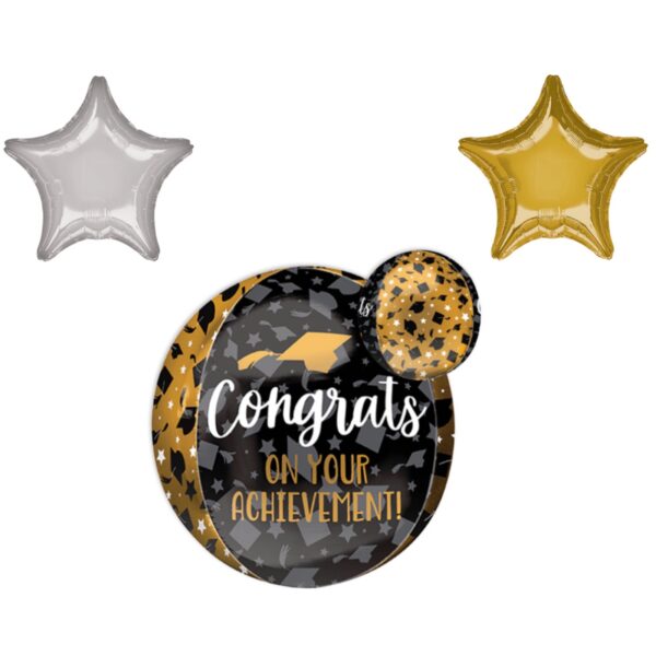 LOONBALLOON Graduation Grad Theme Balloon Set, 15 Inch Cube Grad Painted Rainbow Balloon, Star Foil and 6x Latex Balloons