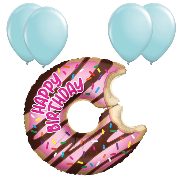 LoonBalloon 28 Inch Donut Birthday Balloon with 4 latex balloons- Sweet & Festive