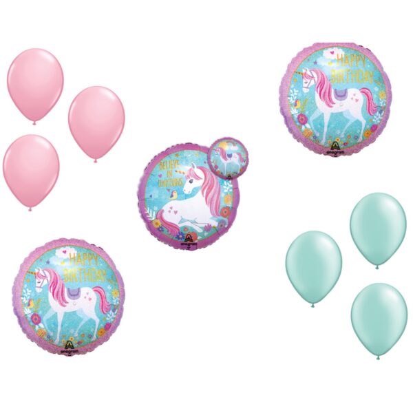 LOONBALLOON Unicorn Theme Balloon Set, 18 inch HOLOGRAPHIC MAGICAL UNICORN Balloons and 6x latex ballons