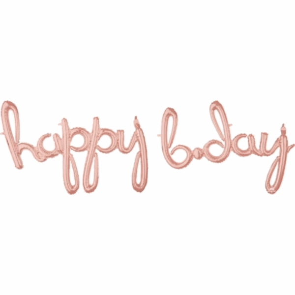 76 Inch Happy BDay Rose Gold Air-Fill Script Phrase Balloon – Elegant Birthday Party Decoration