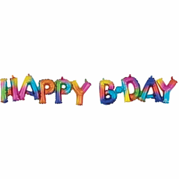 56x10 Inch HAPPY BDAY Block Air-Fill Rainbow Phrase Balloon – Fun & Colorful Birthday Party Decoration