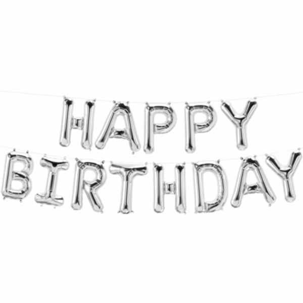 Air-Fill Balloon Kit HAPPY BIRTHDAY Silver – Stylish Party Decoration