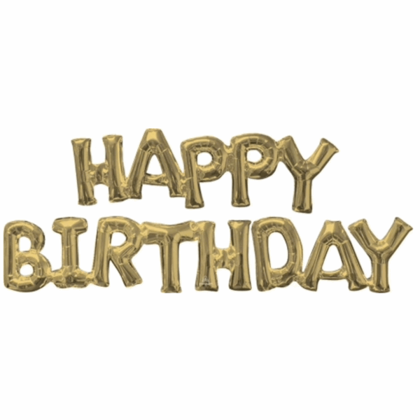 44 Inch Happy Birthday Air-Fill White Gold Block Phrase Balloon Kit – Elegant Party Decoration