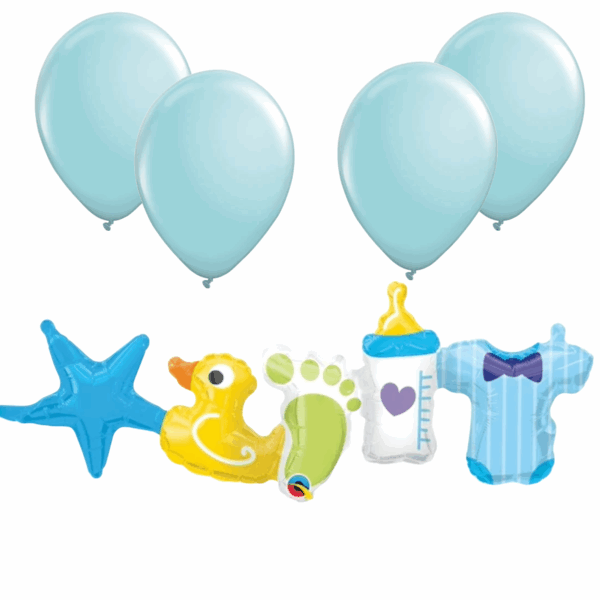 LoonBalloon Baby Boy Air-Fill Balloon Garland Set (2-Pack) with 4 Latex Balloons – for Baby Showers and Birthdays