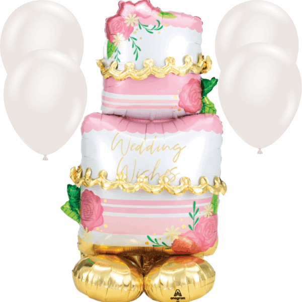 LoonBalloon 52 Inch Wedding Cake Air-Fill Balloon with 4 Latex Balloons – Elegant & Festive Wedding Balloon Set